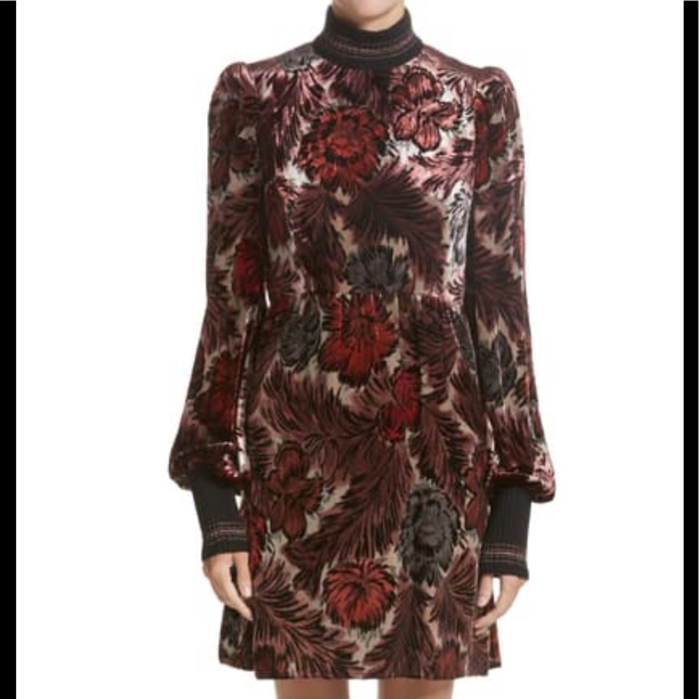 Marc Jacobs velvet jacquard long sleeve dress